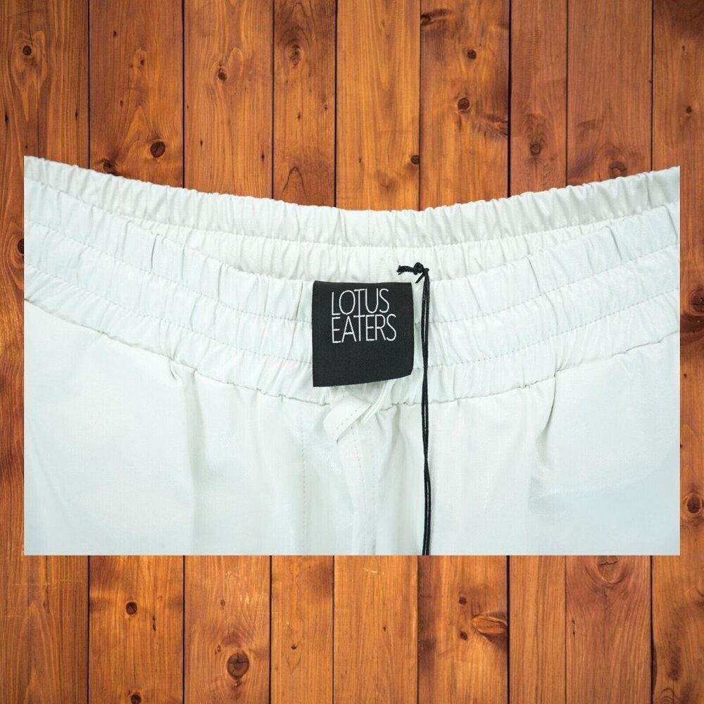 NWT Lotus Eaters Women's Provider Off-White Pants 100%‎ PU Sz M Elastic Waist - Picture 5 of 7